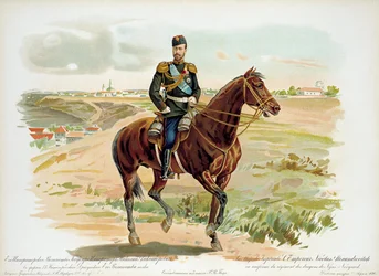 Tsar Nicolas II de Russie en uniforme du régiment de dragons de Nijni Novgorod, 1896