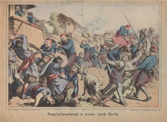 Combat de réquisition turc dans un village serbe