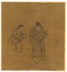Deux figures masculines avec un crapaud, dynastie Ming ou Qing, 17ème siècle