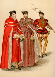 Deux pairs en robe et un hallebardier, 16e siècle, 1893