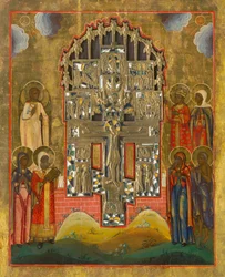 Crucifixion - Icône avec des saints