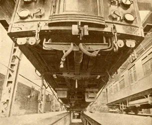 Sous le métro : sous une voiture électrique du District Railway, 1930