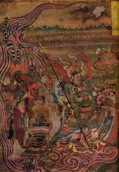 Vaishravana traversant les vagues, des Grottes des Mille Bouddhas, vers 900