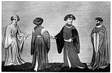 Variétés de la houppelande, c. 14ème siècle, 1910
