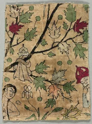 Fragment de velours, Khusrau voit Shirin se baigner, 1550-99