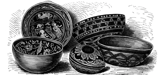 Vaisseaux en terre vernissée du Brésil, vers 1890
