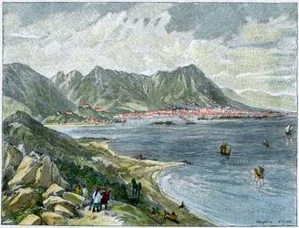 Victoria, Hong Kong, depuis le continent chinois, vers 1890