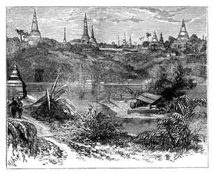 Vue près de Rangoon, Birmanie, c1888