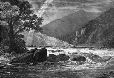Vue de Balcony Falls, James River, Virginie, USA, 1877