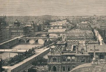 Vue de Paris, montrant les sept ponts, 1882