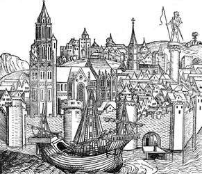 Vue de la ville fortifiée, 1493