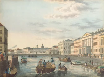 Vue de la rivière Fontanka à Saint-Pétersbourg, années 1820