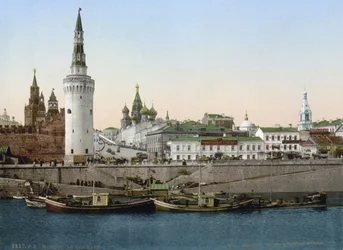 Vue de la Pente de Saint-Basile, vue de la Rivière Moskva, Moscou, Russie