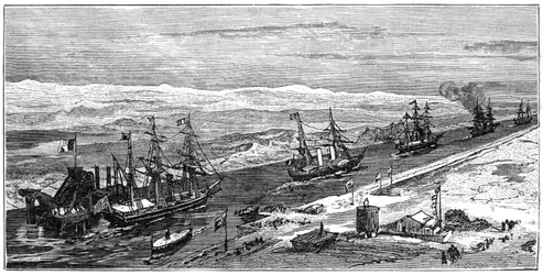 Vue du canal de Suez, Égypte, 1900