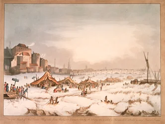 Vue de la Tamise gelée au large de Three Cranes Wharf, Londres, 1814