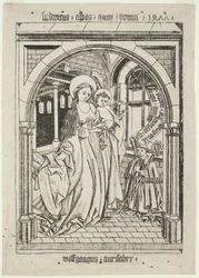 Vierge et Enfant, Abbé Ludwig à genoux