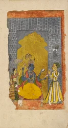 Vishnu trônant avec un dévot princier devant lui, vers 1700-1725