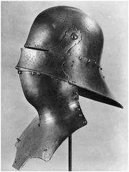 Sallet à visière et bevor, vers 1480