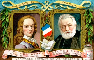 Voltaire et Victor Hugo, vers 1900