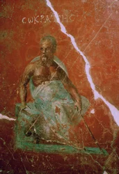 Peinture murale du philosophe grec Socrate, 2ème siècle av. J.-C.