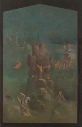 Peinture murale : Persée et Andromède dans un paysage, de la villa impériale..., 1er siècle av. J.-C.
