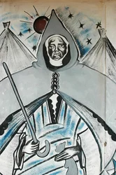 Peinture murale représentant un leader spirituel musulman, Dakar, Sénégal