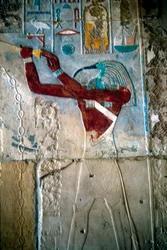 Peinture murale représentant le dieu Thot, temple de Ramsès III, Medinet Habu, Égypte, vers 1187-1156 av. J.-C.