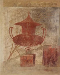 Fragment de peinture murale du péristyle de la Villa de P. Fannius Synistor..., vers 50-40 av. J.-C.