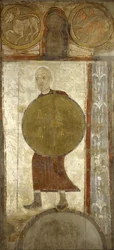 Guerrier avec bouclier, première moitié du 12ème siècle, possiblement 1129-34