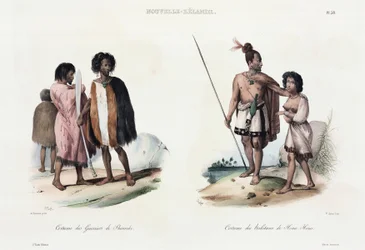 Guerriers de Shouraki et habitants de Houa Houa, Nouvelle-Zélande