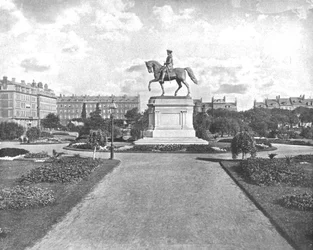 Statue de Washington, Jardin Public, Boston, USA, vers 1900