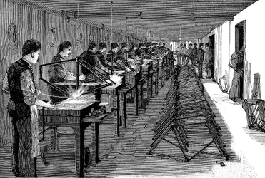Soudage de cadres de vélo dans une usine américaine, 1900