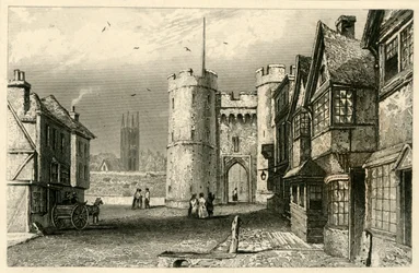 Porte Ouest, Canterbury, Kent, vers 1845
