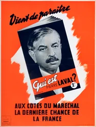 Qui est Pierre Laval, affiche de propagande française de Vichy, 1940-1944