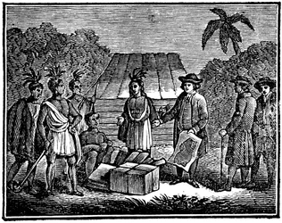 William Penn avec des Amérindiens, colon quaker anglais, 1830