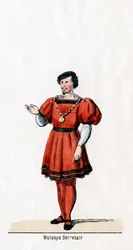 Secrétaire de Wolsey, costume pour la pièce de Shakespeare, Henry VIII, XIXe siècle