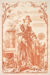 Femme jouant avec un chat, 19ème siècle
