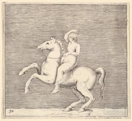 Femme sur un cheval cabré