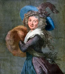 Femme avec un manchon en fourrure