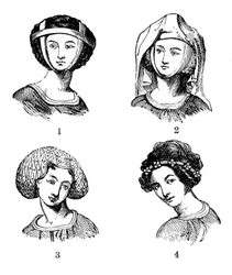 Coiffures féminines, fin 13e-début 14e siècle, 1910