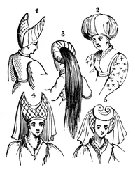 Coiffes féminines, 15e siècle, 1910