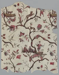 Fragments de textile imprimé sur bois, vers 1785