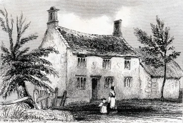 Manoir de Woolsthorpe, près de Grantham, Lincolnshire, lieu de naissance de Sir Isaac Newton, 1840
