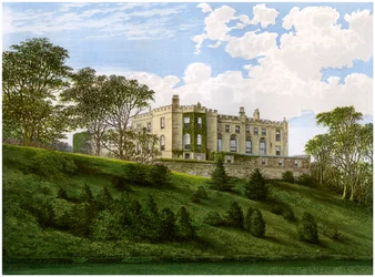 Workington Hall, Cumberland, maison de la famille Curwen, vers 1880