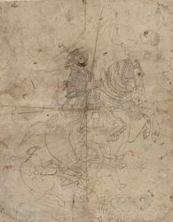 Adoration de Brijnathji et Svamini recto, Portrait équestre verso, vers 1800