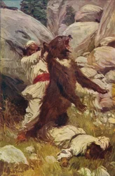 Lutte avec un ours, vers 1912