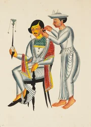 Jeune Bengali se faisant percer les oreilles