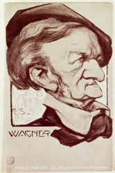Caricature de Richard Wagner, publiée par Edit. Milano Prop Art Reservata