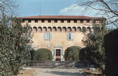 Façade de Michelozzo di Bartolommeo de la Villa Medicea di Careggi, Florence, Toscane, Italie