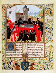 Funérailles de Charles VI de France en 1422 avec le duc de Bedford comme principal pleureur et des membres du Parlement parisien